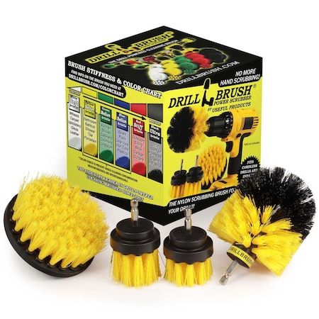Drill Brush Power Scrubber By Useful Products 5 in W 5 in L Brush, Yellow Y-42OS-2L-QC-DB